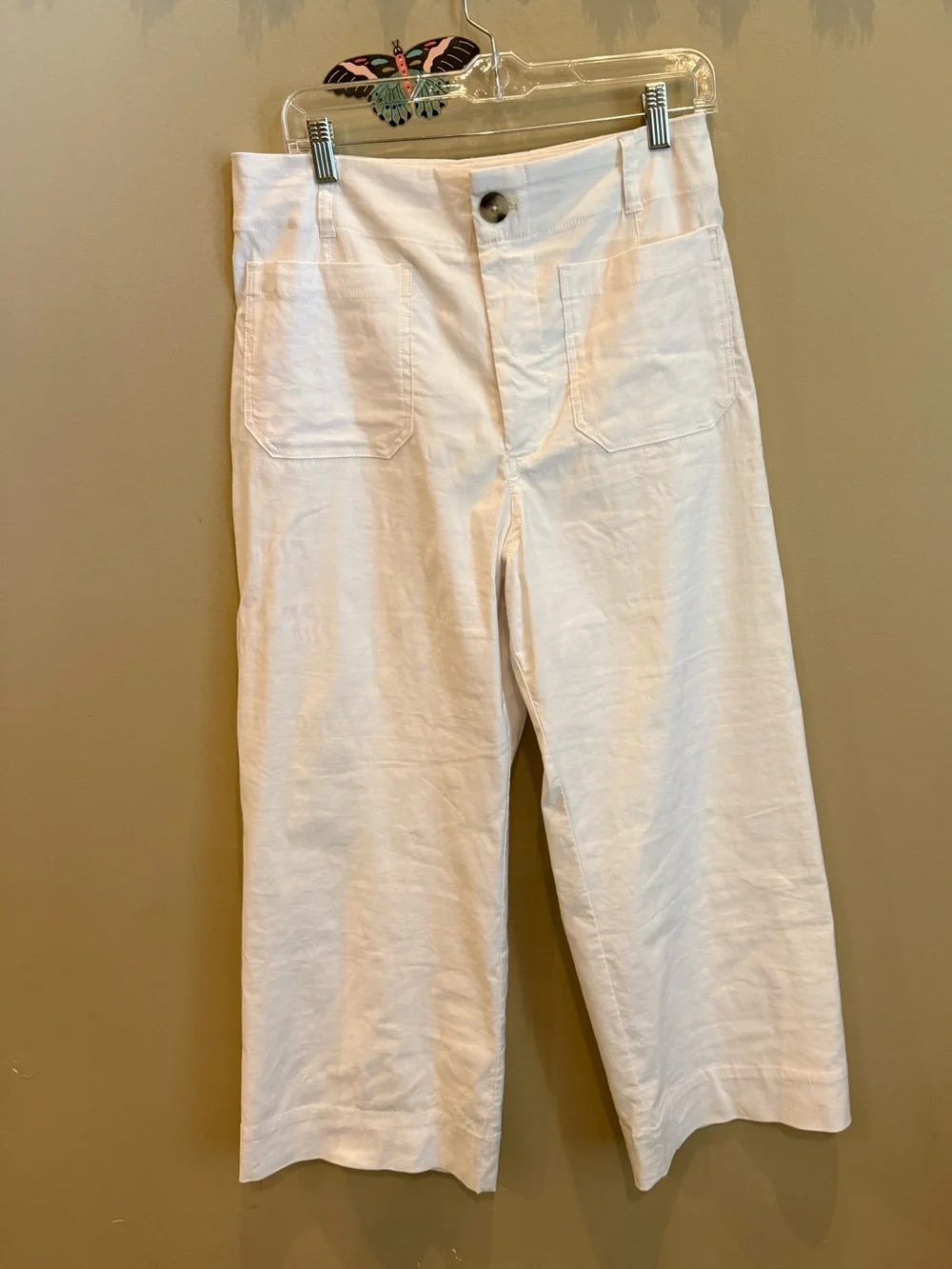 Maeve Collette White Wide-Leg High-Rise Cropped Pants - Picture 10 of 12